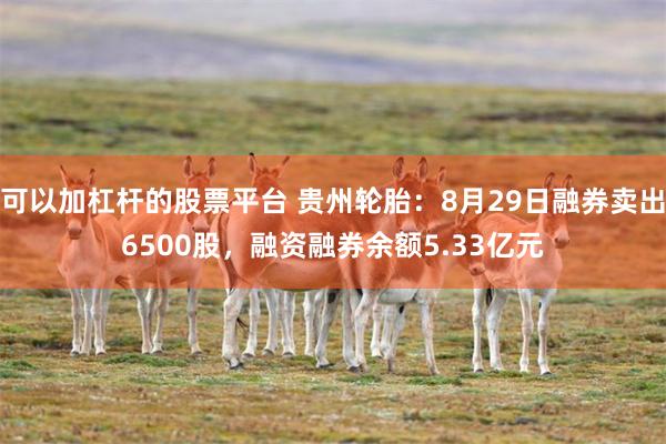 可以加杠杆的股票平台 贵州轮胎：8月29日融券卖出6500股，融资融券余额5.33亿元