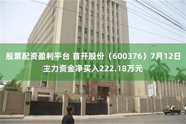 股票配资盈利平台 首开股份（600376）7月12日主力资金净买入222.18万元