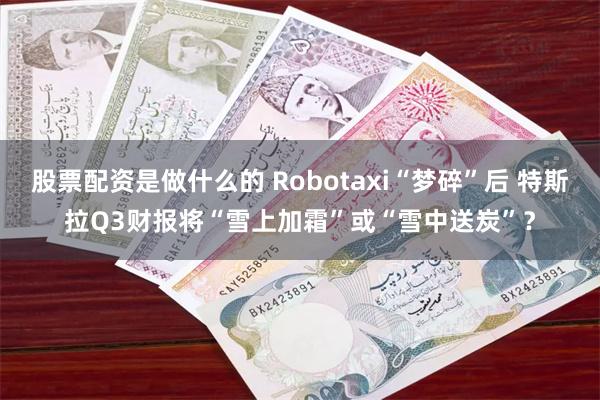 股票配资是做什么的 Robotaxi“梦碎”后 特斯拉Q3财报将“雪上加霜”或“雪中送炭”？