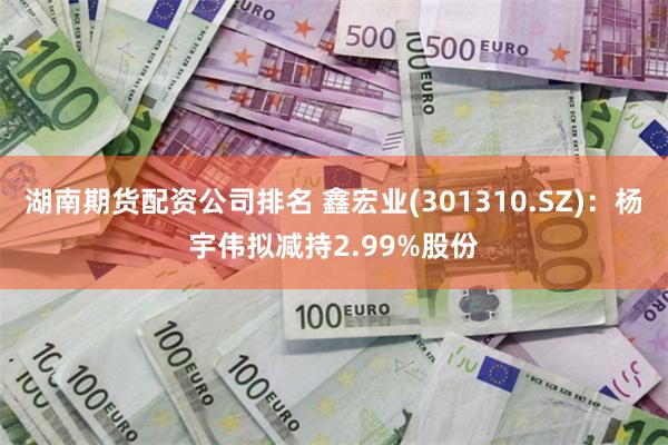 湖南期货配资公司排名 鑫宏业(301310.SZ)：杨宇伟拟减持2.99%股份